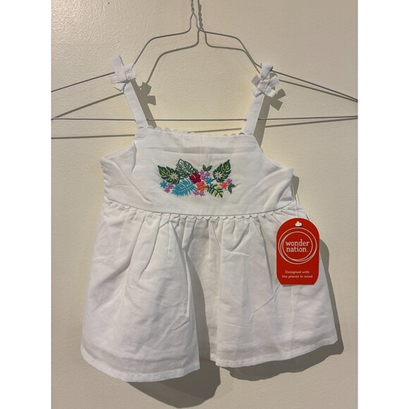 **4 for $20**NWT Wonder Nation White Sleeveless Tank with Floral Embroidery - 3T - Picture 1 of 3